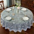 Waterproof Tablecloth-1 * round tablecloth-Light gray & white. 