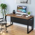 Computer Table, Office Desk Writing Table for Workstation Home Office with Clean Design, Dark Walnut + Metal Frame. 