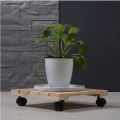 Wooden Plant Roller Stand with Wheel Caddy Planter Trolley 12 inch Square. 