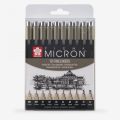 SAKURA Pigma Micron Fineliner Pens Wallet Set of 10 Black - Archival Black Ink Pens for Writing, Drawing, or Journaling - Assorted Point Sizes. 