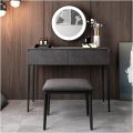 Multifunctional Dressing Table - A Makeup Table with Simple Storage Cabinet, Integrated Small Dressing Table with Ordinary Mirror, and Tufted Stool for a Dynamic Wooden Dressing Experience. 