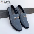 Travel Collection - Suede Chunky Loafers - Best Quality Loafer Shoes for Men - Gray Color. 