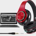 Luminous Wireless Bluetooth Sports Headset Folding Headset Stereo Running Mobile Phone Bluetooth Headset red black. 