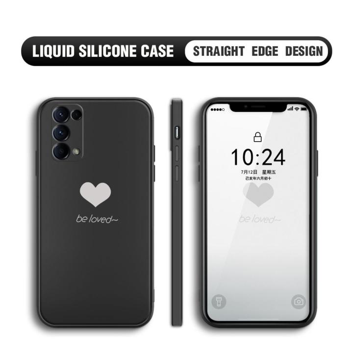 BILI for OPPO Reno5 4G / Reno 5 5G Back Cover Be Loved Multicolor Liquid Silicone Phone Case Soft Square Lens Protection Phone Cases