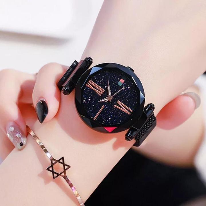Women Magnetic Watch Starry Sky Luxury Fashion Watch Magnetic Strip - For College/Office Girls Ladies Magnet Chain Watch