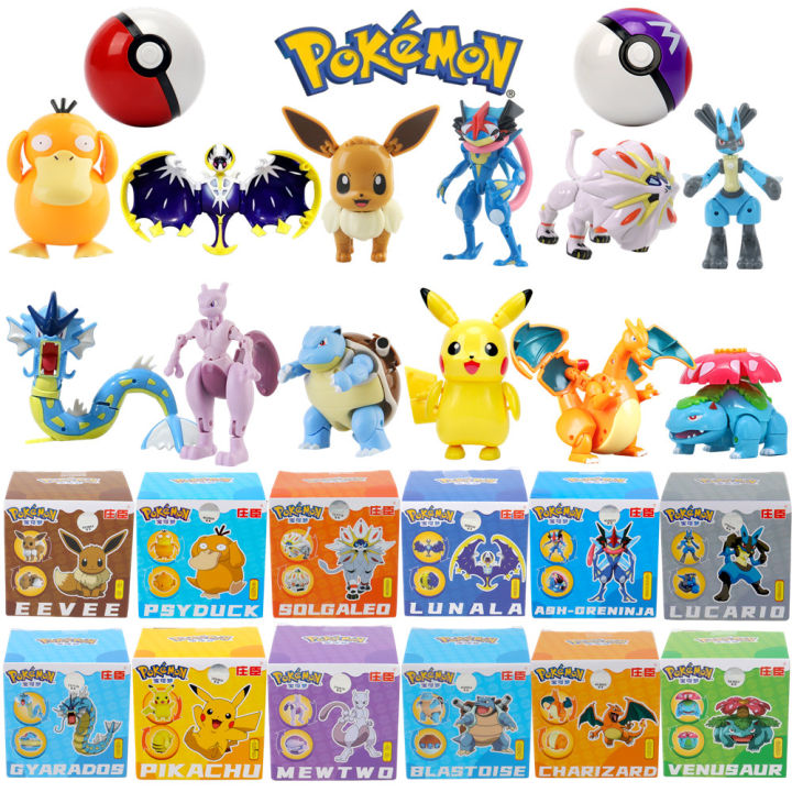 Killer Bzzo New 12 styles Anime Pokemon Ball deformable model Pikachu Charizard Action Figure PokeBall Toy For Children's Birthday Gifts