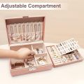 Leather Jewellery Organizer with Locker  2 Layers Cosmetics Ear Rings & Necklace_Hanging Holder  Jewelry Box Vanity Hanger Stand Fold able Makeup. 