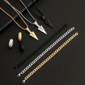 3pcs Set Street Simple Hip Hop Chain Pendant Necklace Ring, Zinc Alloy, for Men, Women, Daily and Party Occasion. 