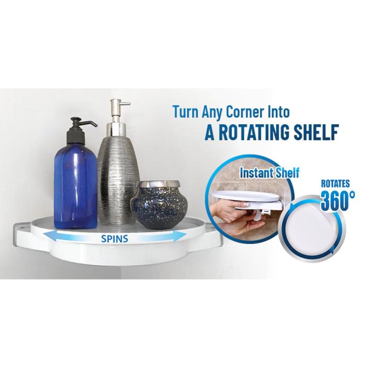 Instahang 360 Degree Rotating Shelf No Need To Punch Corner Shelf Storage Organizer