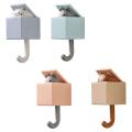 4 PCS Creative Adhesive Coat Hook Cute Cat Key Holder Hook for Coat, Scarf, Hat, Towel, Key, Pet Hooks. 