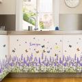 Beautiful Flower Lavender Butterfly Baseboard Decorative Home Wall Sticker Decal. 