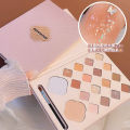 Ruhuatuo 18 Shades Cherry Blossom Blossom Eyeshadow Palette, Pearlescent Matte Contouring Contour, Blush Highlighter Powder Eyeshadow All-in-One Palette. 
