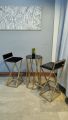 Modern Bar Stool Set With Centre Table: Versatile Z-Bar Stools in Sleek Black, Ideal for Café, Breakfast, Kitchen, and Coffee Table Use. 