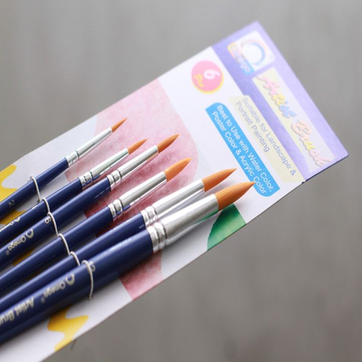 Omega Nylon Hair Paint Brushes 6 Pcs Round Paint Brushes for Acrylic Painting Paint Brushes Set, Watercolor - Gouache - Oil Paint Brushes, Paint Brushes for Kids, Students & Artists...