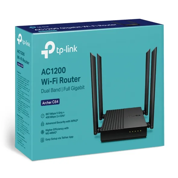 TP-Link%20Wi-Fi%20Router%20Archer%20C64%20AC1200%20Wireless%20MU-MIMO%20Dual%20Band%20Gigabit%20Router%20-%2018%20Months%20Brand%20Warranty%20-%20Image%203