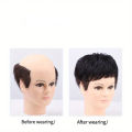 Men's Invisible Hair Topper - Short Straight Synthetic Fiber, Natural Look for Thinning & Balding Coverage, High-Temperature Resistant, Fit, Invisible Wig, Synthetic Fiber, Balding Coverage. 