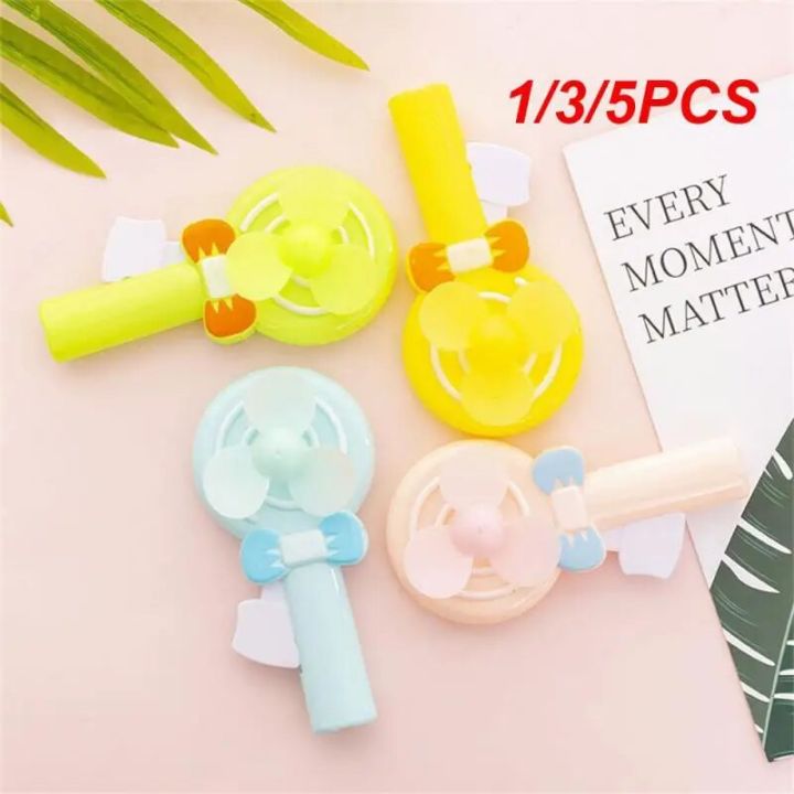 1/3/5PCS Summer Children Hand Press Portable Fan Cartoon Lollipop Shaped Easy Press Student Small Fan Household Mini Fan