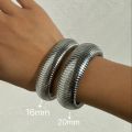 Killer Bzzo 18k Gold Plated Titanium Steel Bracelet Vintage Elastic Gypsy Polishing Bangle For Women Girls Fashion Aesthetic Jewelry. 