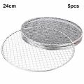 5Pcs/Set Round Disposable BBQ Grill Rack Roast Net Grate Barbecue Baking Pan. 