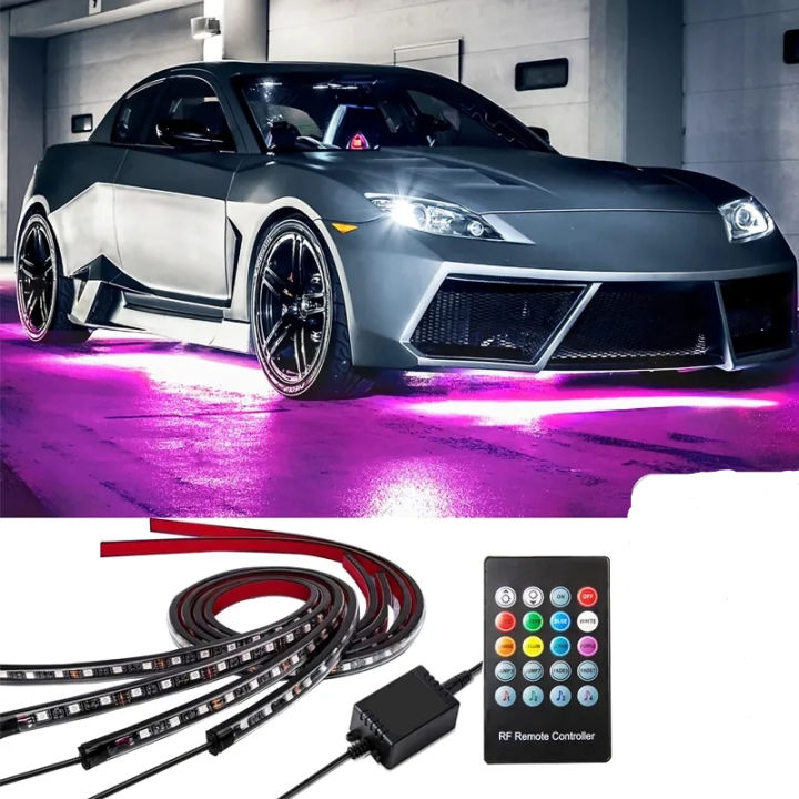 Car Underglow Neon Light Flexible LED Strip Under body Remote Control RGB Dream Color Auto Decorative Ambient Atmosphere Car Under Glow Lamp