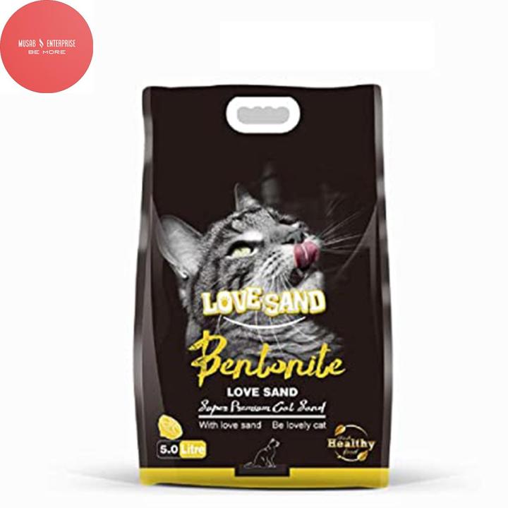 Love Sand Cat Litter, Natural Bentonite Sand, Lemon Scent 5 Liters (Imported)