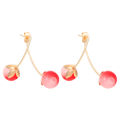 Fashion New Light Pink Cherry Earrings Women's All-Match High-Grade Online Influencer Earrings Sweet Girly Temperamental Earrings. 