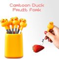 Fruit Fork 6 Stainless Steel Cake Forks Small Duck with Jar Choices for Cakes with Cute Animals for Afternoon Tea Dessert Tableware. 