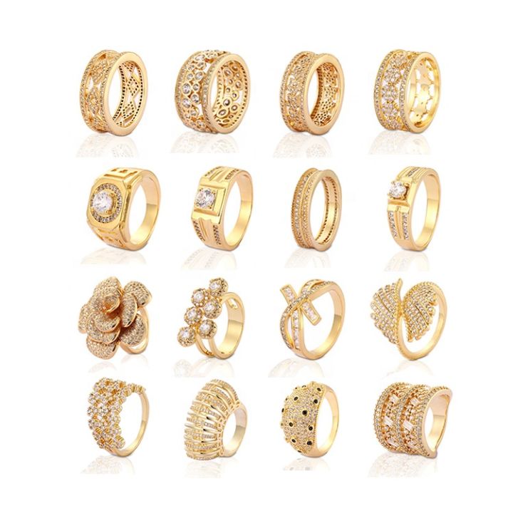 Fine Jewelry Mens Big Diamond 18k Gold Plated Ring Wedding Rings For Men