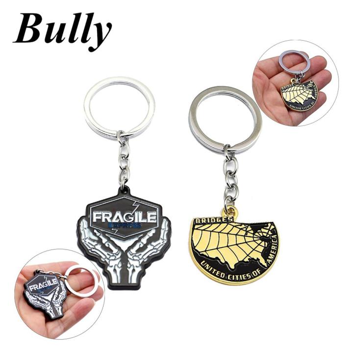 Game Death Stranding Keychain Metal Fragile Keyring Map Logo Key Chains Holder Men Women Chaveiro Cosplay Jewelry Accessories