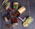 200ml Small Clear Glass Jar with Bamboo Silicone Sealed Lid (6 Pack) Nuts Spice or Kitchen Storage. 