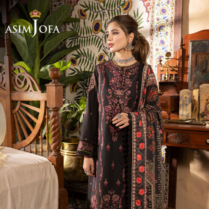 Asim Jofa 3 Piece Cambric Unstitched Fabric for Women Rania Spring ...