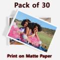 Pack of 30 Your Photo Print on Mate 4x6 Size Photo Paper. 