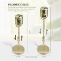 Vintage Desktop Microphone Prop Model with Adjustable Height, Classic Retro Style Microphone Stand Fake Mic Prop,Gold. 