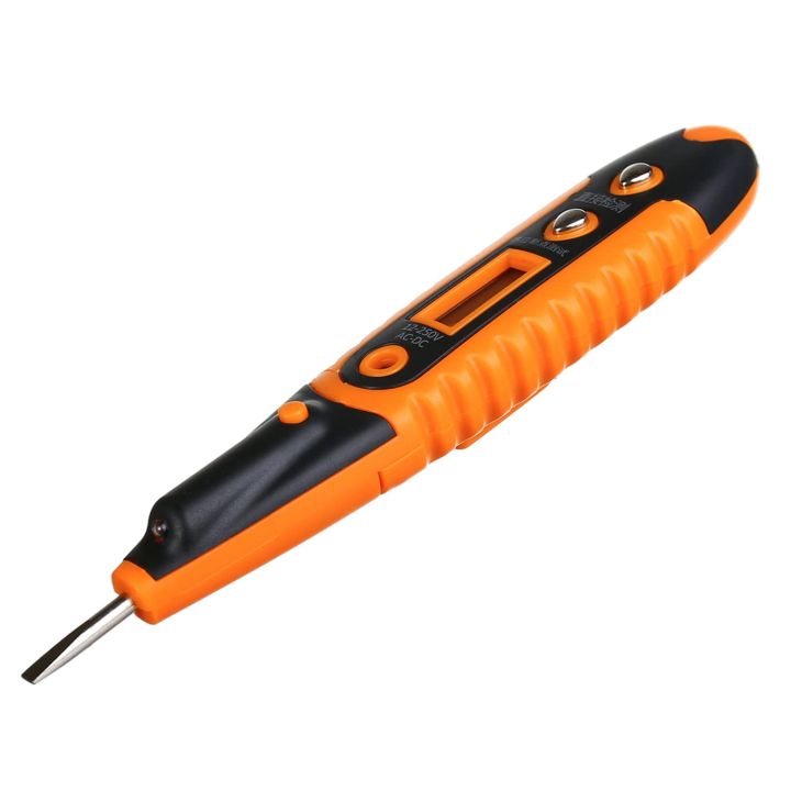 Voltage Detector Pen Test Screwdriver Circuit Tester Electric Test Pen Screwdriver Digital Display Non-Contact Voltage Tester AC/DC 12-250V Contact Induction LED with Light 1pcs Home Tool (with Light) for Home Appliance Repairing and Detection
