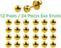 Ear Piercing Studs Surgical Steel Sterile Nose Navel Body Piercing kit Studs Earrings Earbob Earlet Set 12 Pair(24 Pieces). 