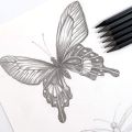 Set of 6 - Soft Medium and Hard Drawing Woodless Charcoal Pencils for Sketching, Shading, Beginners & Journaling - Black Charcoal Pencil for Drawing, Writing, Shading, Coloring, Soft Pencil No Wood, Gift for Artist, Hobbyist, Beginner. 