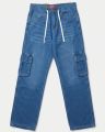 Men’s Mid Blue Baggy Loose Fit Jeans. 