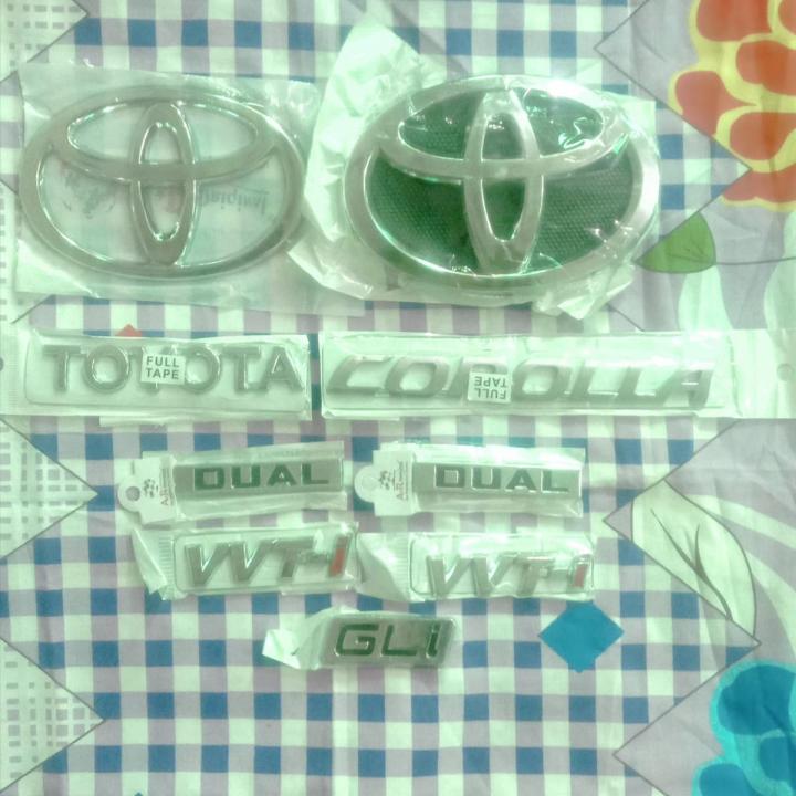 Toyota Corolla GLI Chrome Plastic Logo with Monogram 2009-14 Front Logo and Back Logo with Monogram Complete Set