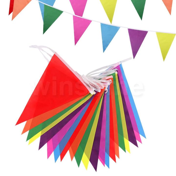 Fabric Flag Banner - 11 Inch Height - Flag Banner - Coloured Themed Party - Multicolors - Unisex - Pack Of 10 Buntings