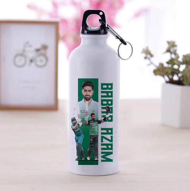 Babar Azam Water Bottle for Cricket Fans Best Pakistan Crickter at CustomizeGiftsPK