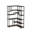 Customised 6-Shelf Corner Bookshelf, Large Modern Corner Bookcase, 6-Tier Tall Corner Shelf Storage Display Rack with Metal Frame for Living Room Home Office (Rustic Brown), Customizable. 