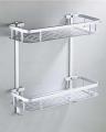 2 Layer Aluminium Bathroom Corner Shelf - Silver. 