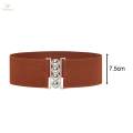 Wide Elastic Belt Elegant Dress Belt for Women Ladies Dress Accessories Brown. 