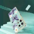 infinix Note 40 Pro note40 Pro+ 5G Pro 5G Little Daisy Luxury Butterfly Flower Casing Square Edges Plating Back TPU Soft Case with Lanyard Cover. 