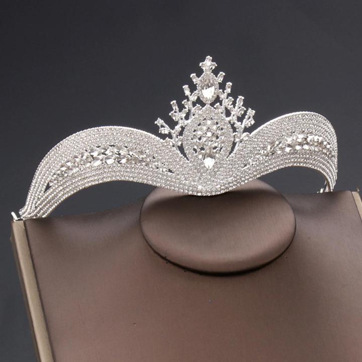 Luxurious Royal Queen Crown Pageant Hair Accessories with Rhinestones for Bride Bridesmaid Princess Costume