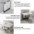 Drop Leaf Dining Table, Folding Dining Table with 6 Wheels, Multipurpose Collapsible Drop Leaf Extension, E1 Grade Environmental Protection Plate, Carbon Steel Bracket, Foldable Forms. 