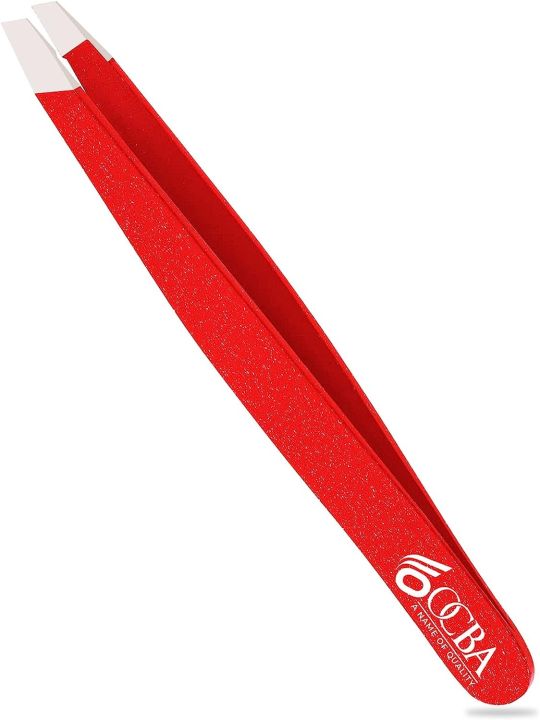 Dexam Eyebrow Tweezers Slanted Stainless Steel Black Facial Hair Removal Tweezer For Men And Women