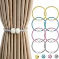 SHOPENITY - 2 PCS Magnetic Pearl Curtain Belt , Curtain Tiebacks Convenient Drape Tie European Style Decorative Weave Rope Curtain Rings & Buckles Holder for Window Sheer Blackout Draperies, Braided Straps Ball Buckles, Parday. 