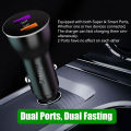 For vivo car charger,120W 2 port cigarette lighter charger,12-24V metal car phone charger for vivo X90/X80/X60/Y72/Y33/V21/V25. 