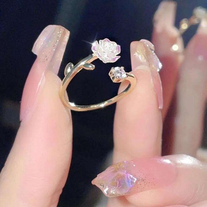 Camellia Open Adjustable Ring For Women Girls Fashion